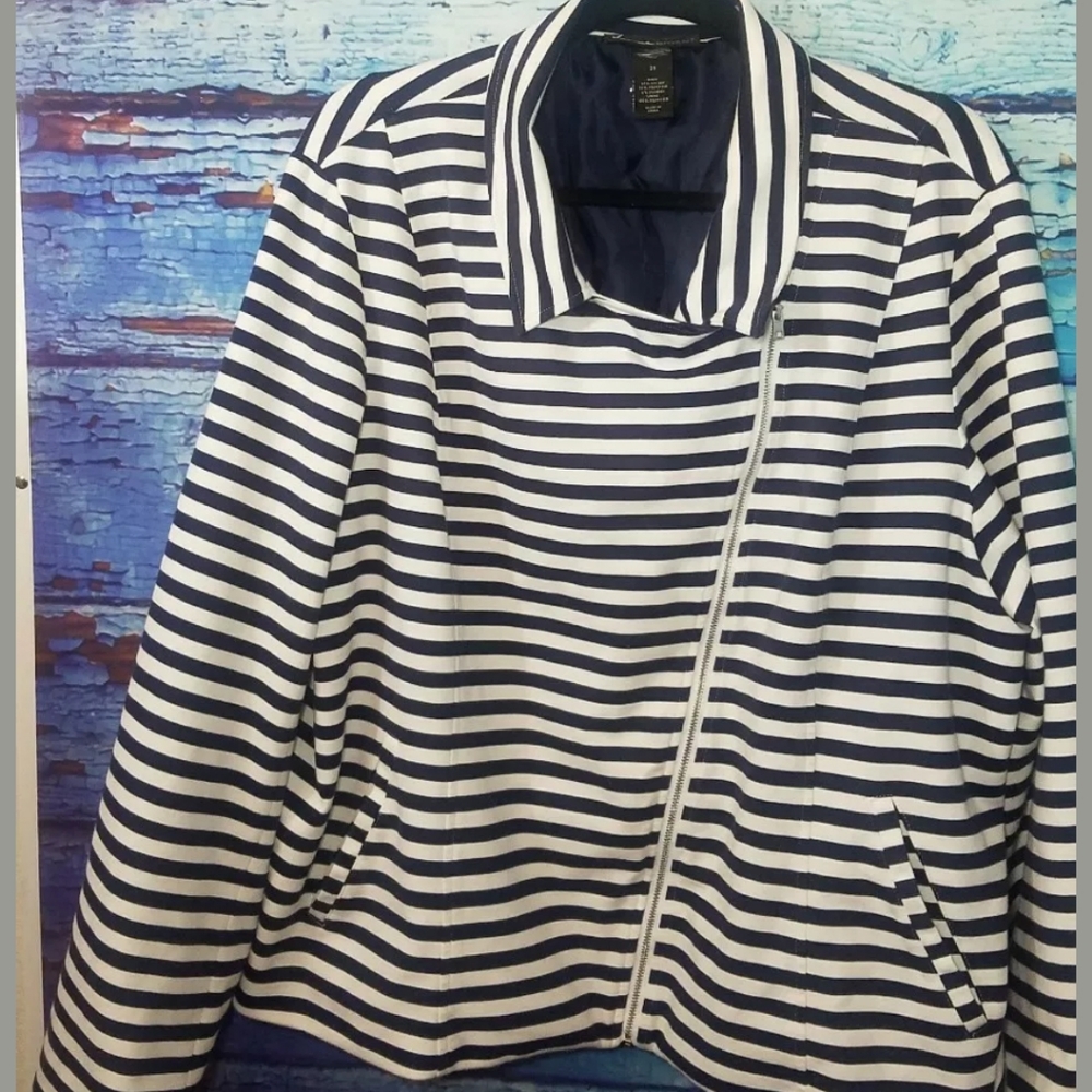 Lane Bryant womens jacket blazer size plus 28 stri